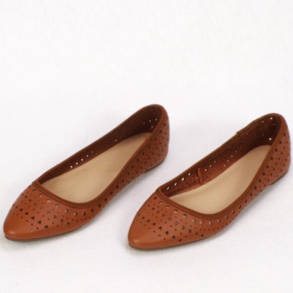FOREVER 21 size 5.5 light-cognac almond-toe ballet flats all synthetic materials - Picture 2 of 16